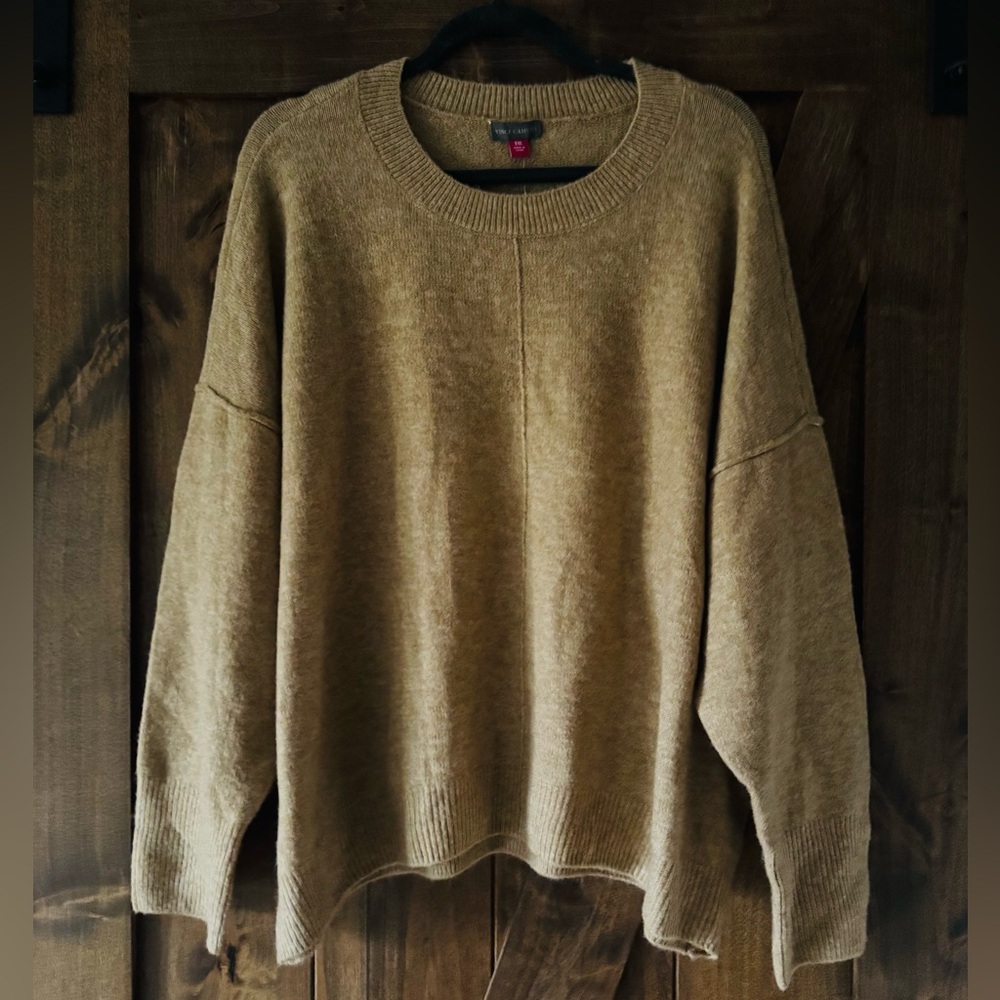 Vince Camuto Latte Heather Sweater, Drop Shoulder/Crew Neck, NWT!